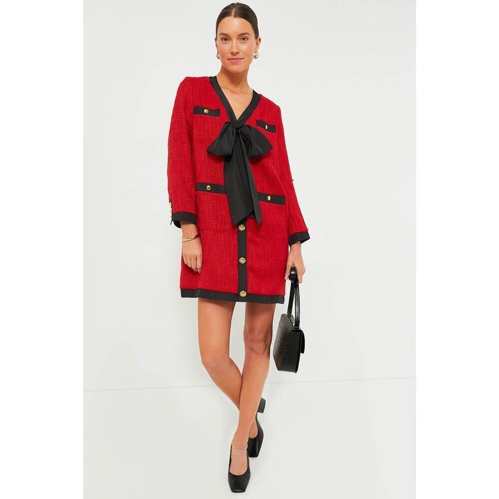 POMANDER PLACE Red Coco Tweed Bow Dress Size XXL NWT Retail $168 Tuckernuck - Picture 6 of 9